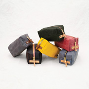 2033-The Woodland: Waxed Canvas + Leather Dopp Kit